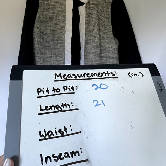 Chico's cotton linen women's size L bomber jacket padded arms knit torso gray - Picture 5 of 6